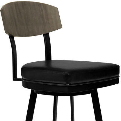26" Black Fabric And Iron Counter Height Bar Chair