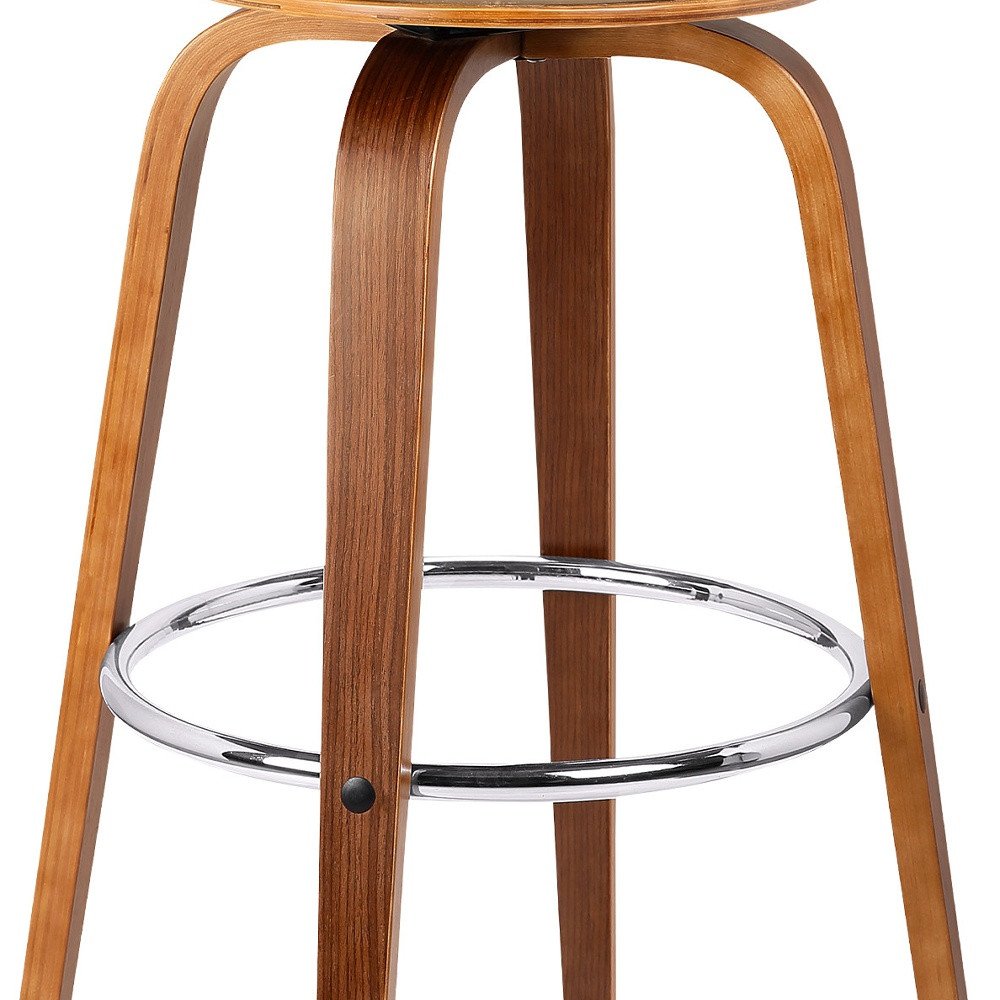25" Cream And Brown Fabric And Iron Backless Counter Height Swivel Bar Chair