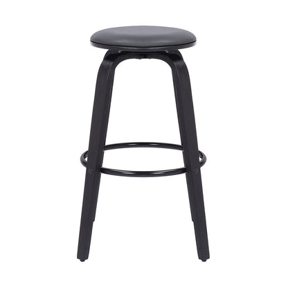 29" Gray And Black Fabric And Solid Wood Backless Bar Height Swivel Bar Chair