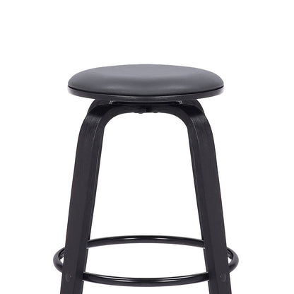 29" Gray And Black Fabric And Solid Wood Backless Bar Height Swivel Bar Chair