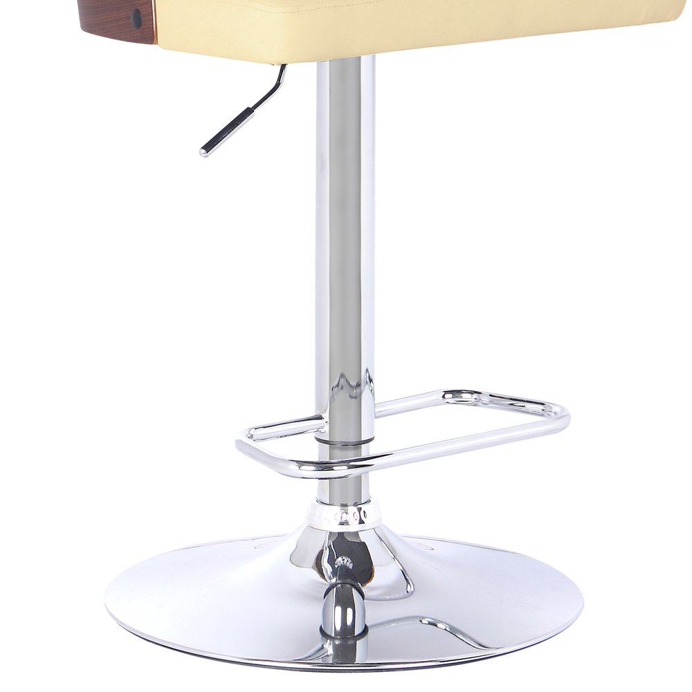Cream And Silver Fabric And Iron Low Back Adjustable Height Bar Chair
