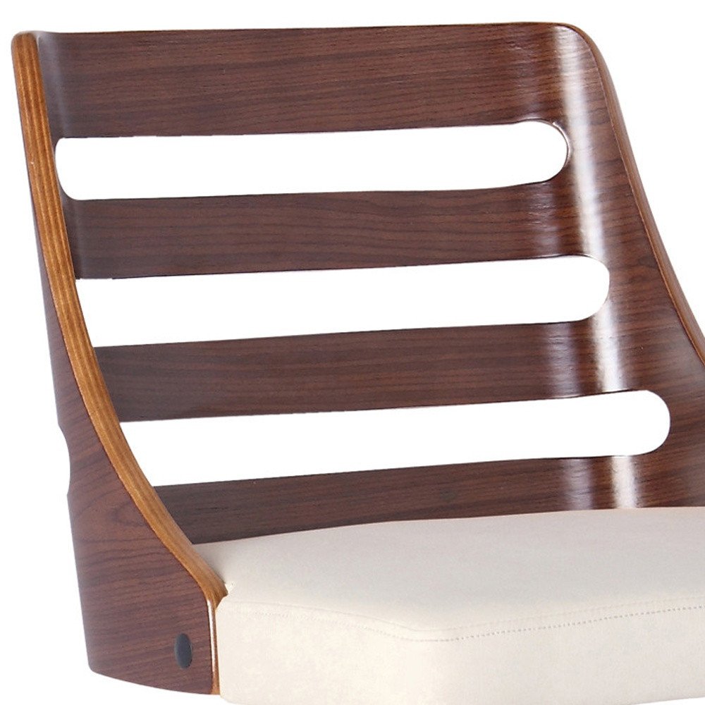 Cream And Silver Fabric And Iron Low Back Adjustable Height Bar Chair