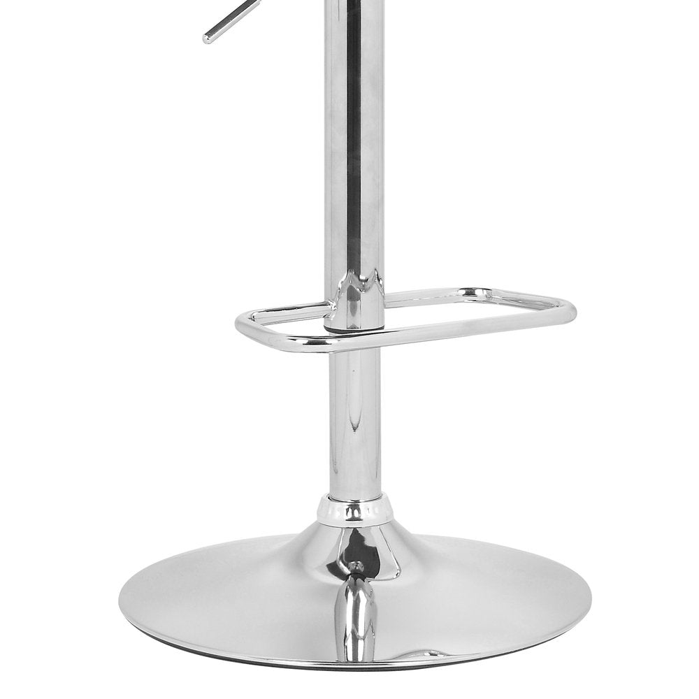 Cream And Silver Fabric And Iron Low Back Adjustable Height Swivel Bar Chair