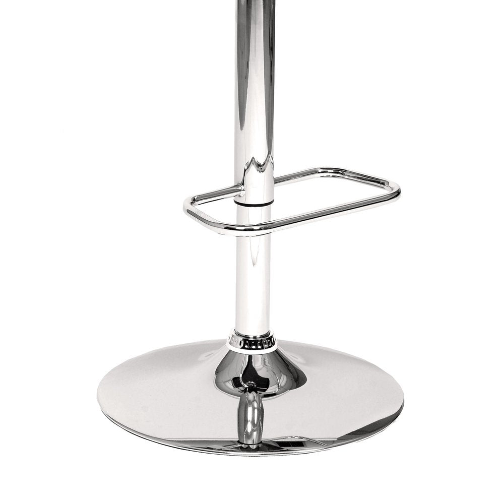 Cream And Silver Fabric And Iron Low Back Adjustable Height Swivel Bar Chair