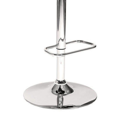 Cream And Silver Fabric And Iron Low Back Adjustable Height Swivel Bar Chair