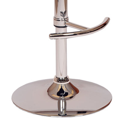 Black And Silver Faux Leather And Fabric And Chrome Low Back Adjustable Height Swivel Bar Chair