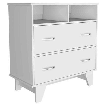 32" White Wood Two Drawer Dresser