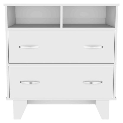 32" White Wood Two Drawer Dresser