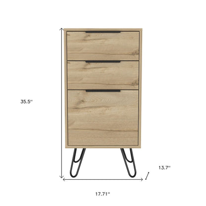 18" Brown And Black Wood Three Drawer Dresser