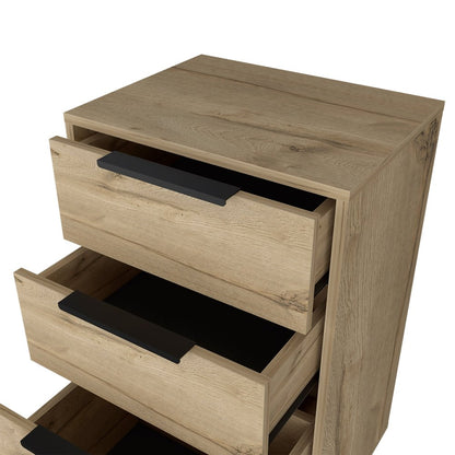 18" Brown And Black Wood Three Drawer Dresser