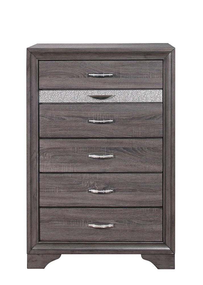 62" Grey Solid Wood Nine Drawer Double Dresser
