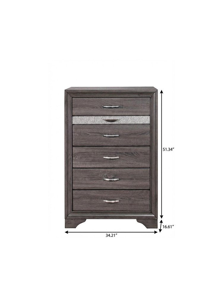 62" Grey Solid Wood Nine Drawer Double Dresser