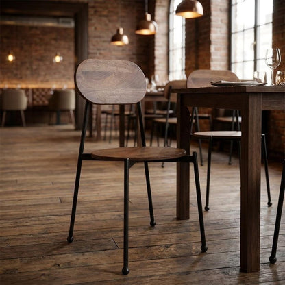 Set of Two Brown And Black Metal and Wood King Louis Back Dining Side Chairs