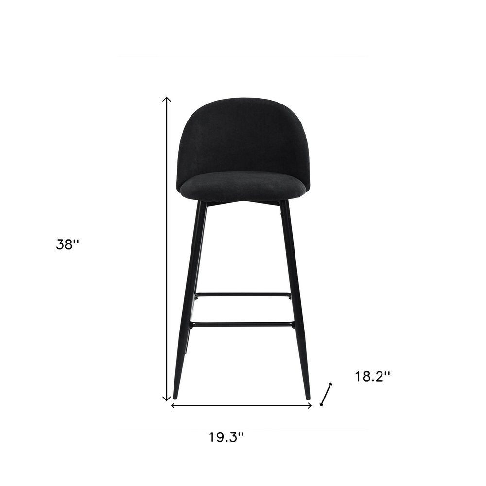Set of Two 26" Blue And Black Fabric And Steel Low Back Counter Height Bar Chairs