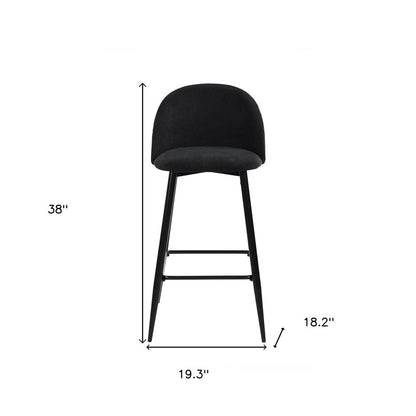 Set of Two 26" Blue And Black Fabric And Steel Low Back Counter Height Bar Chairs