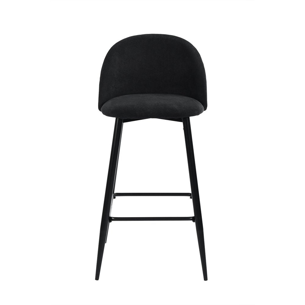 Set of Two 26" Blue And Black Fabric And Steel Low Back Counter Height Bar Chairs