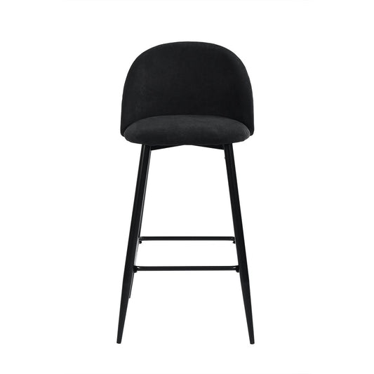 Set of Two 26" Blue And Black Fabric And Steel Low Back Counter Height Bar Chairs