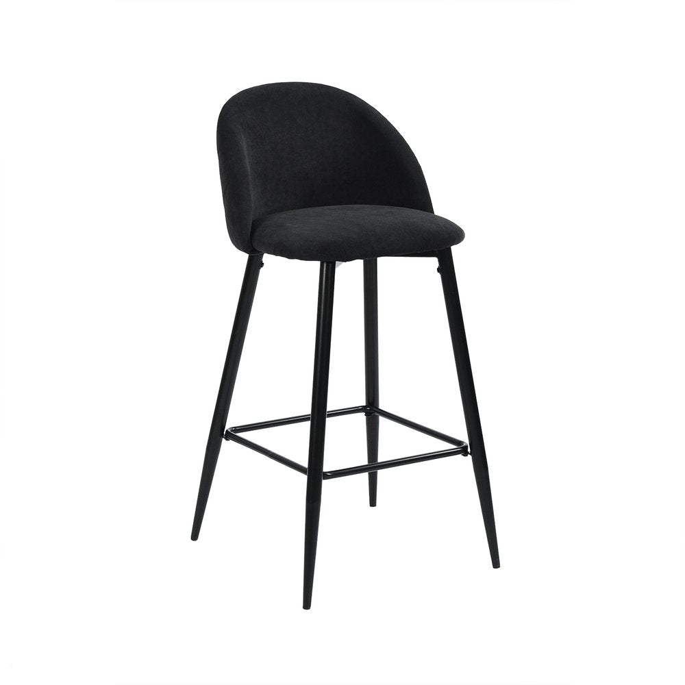 Set of Two 26" Blue And Black Fabric And Steel Low Back Counter Height Bar Chairs