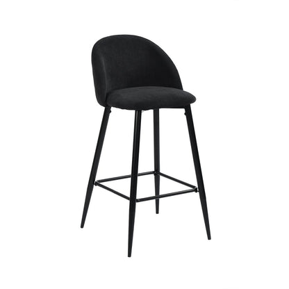 Set of Two 26" Blue And Black Fabric And Steel Low Back Counter Height Bar Chairs