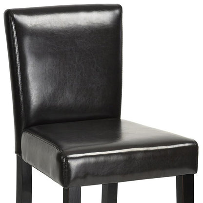 Set of Two 28" Brown And Black Faux Leather And Faux Leather And Steel Bar Height Bar Chairs
