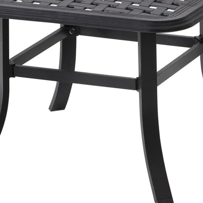 24" Black Square Metal Outdoor Bistro Table with Umbrella Hole