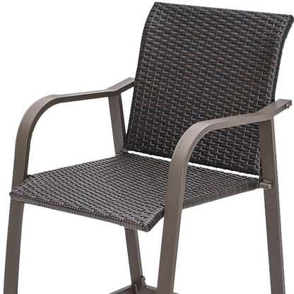 Set of Two 28" Brown Aluminum Outdoor Counter Height Bar Chairs
