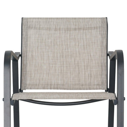 Set of Two 28" Gray Steel Outdoor Bar Height Chairs