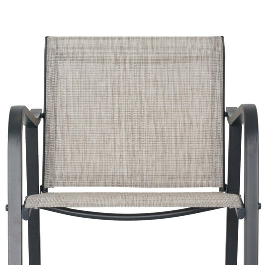 Set of Two 28" Gray Steel Outdoor Bar Height Chairs