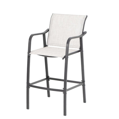 Set of Two 28" Gray Steel Outdoor Bar Height Chairs