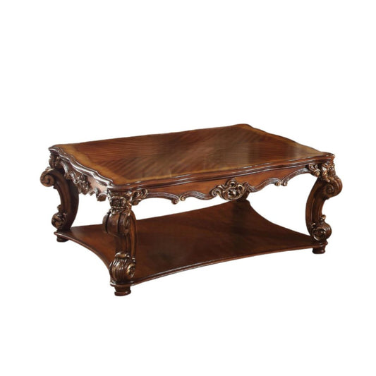 50" Brown Wood Resin and Solid Wood Coffee Table