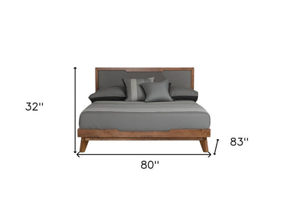 Gray and Brown Wood And Linen King Bed Frame