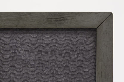Gray Wood And Linen King Bed Frame