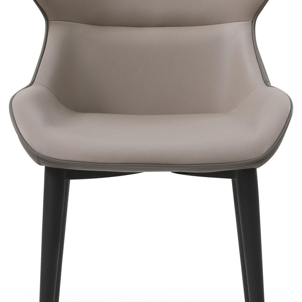Gray and Black Upholstered Faux Leather Dining Side Chair