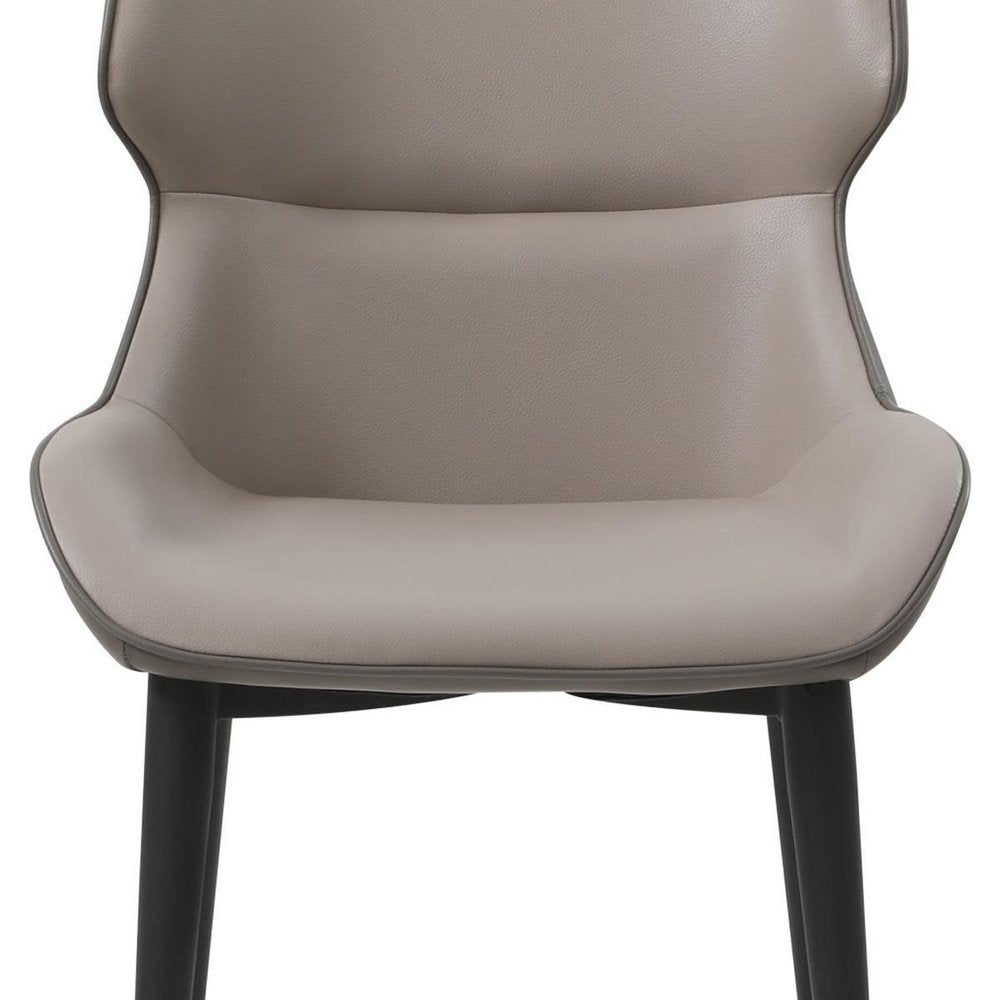 Gray and Black Upholstered Faux Leather Dining Side Chair