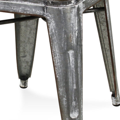 18" Brown And Gray Solid Wood And Steel Backless Bar Chair