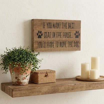 8" X 13" Brown Move The Dog Wood Wall Decor
