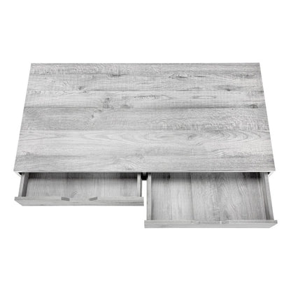 47" Gray and Black Wood and Metal H-Shape Computer Desk With Two Drawers