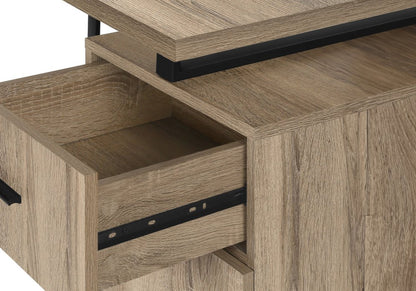 47" Taupe and Black Wood and Metal Sled Computer Desk
