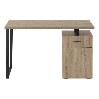 47" Taupe and Black Wood and Metal Sled Computer Desk
