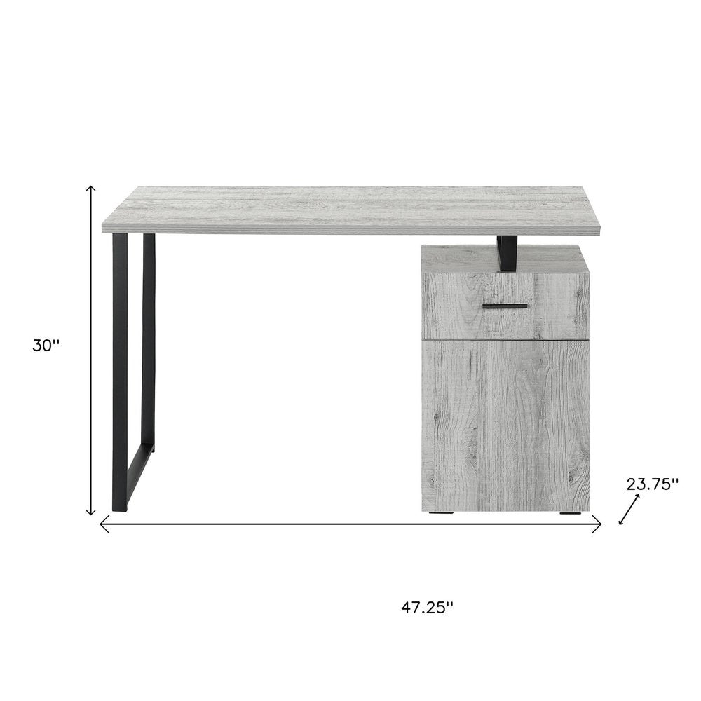 47" Gray and Black Wood and Metal Sled Computer Desk