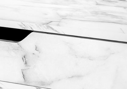 47" White and Black Wood and Metal H-Shape Computer Desk With Two Drawers