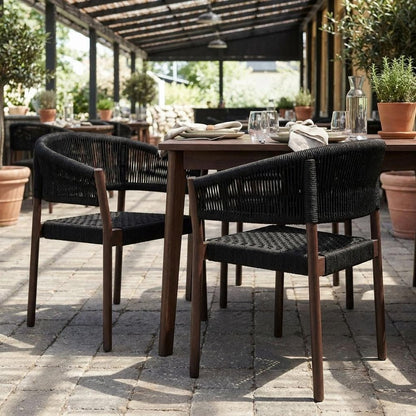 Set of Two 26" Black Solid Wood Outdoor Dining Chair