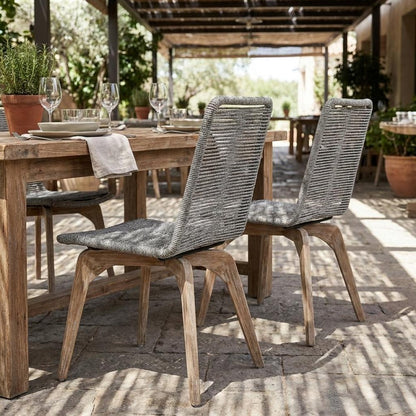 Set of Two 18" Gray Solid Wood Outdoor Dining Chair