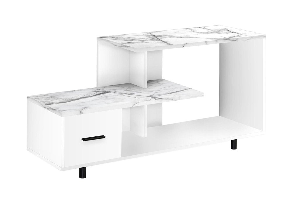 47" White Cabinet Enclosed Storage TV Stand