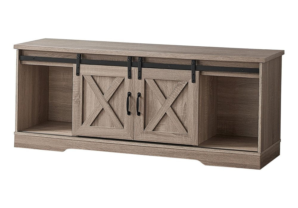59" Deep Taupe Cabinet Enclosed Storage TV Stand