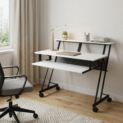 47" White and Black Computer Desk