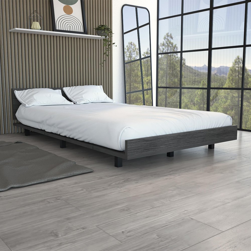 Smoky Black Wood Twin Bed Frame