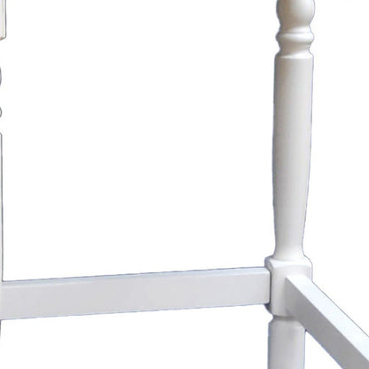 29" Natural And Antiqued White Rush And Solid Wood Backless Bar Height Bar Chair