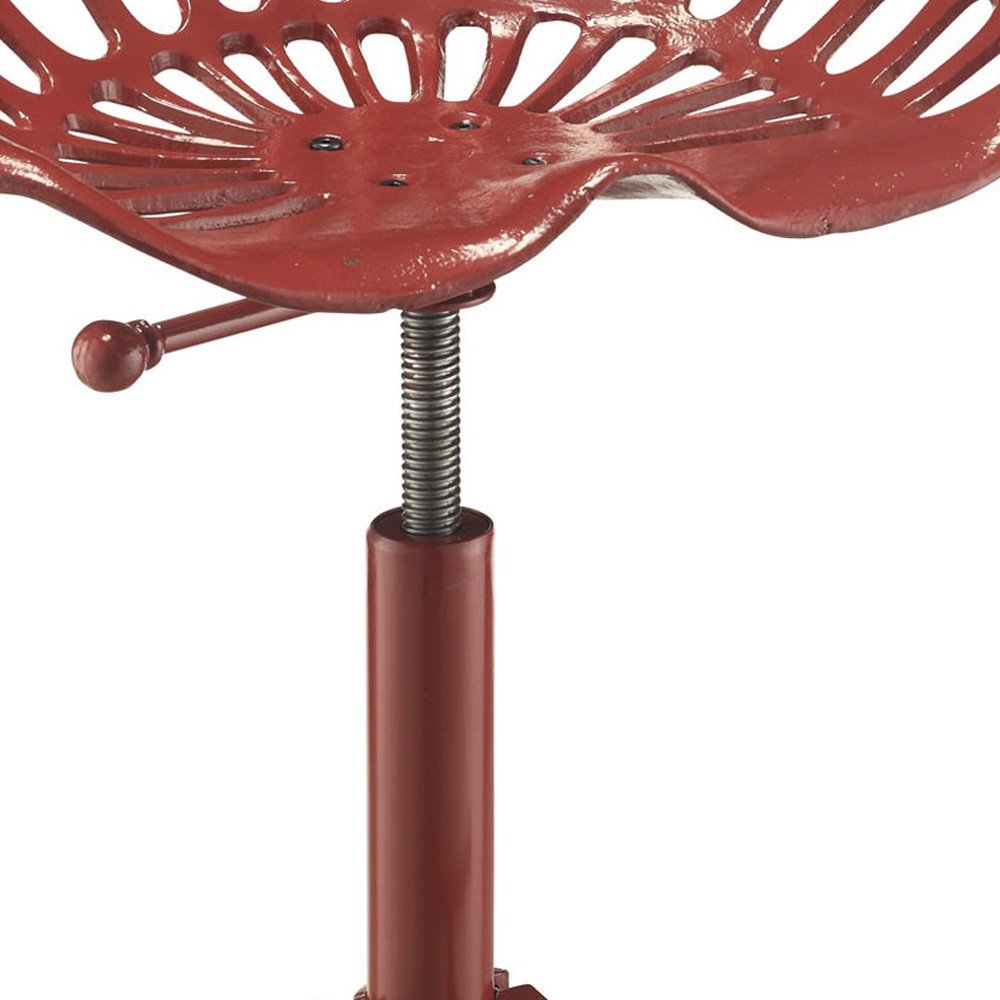 Red Iron Backless Adjustable Height Bar Chair
