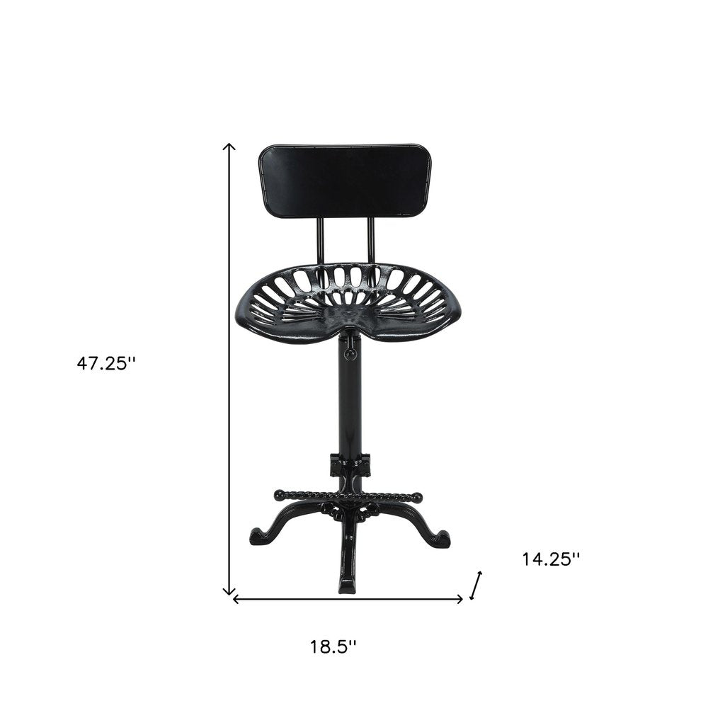 Black Iron Low Back Bar Height Bar Chair